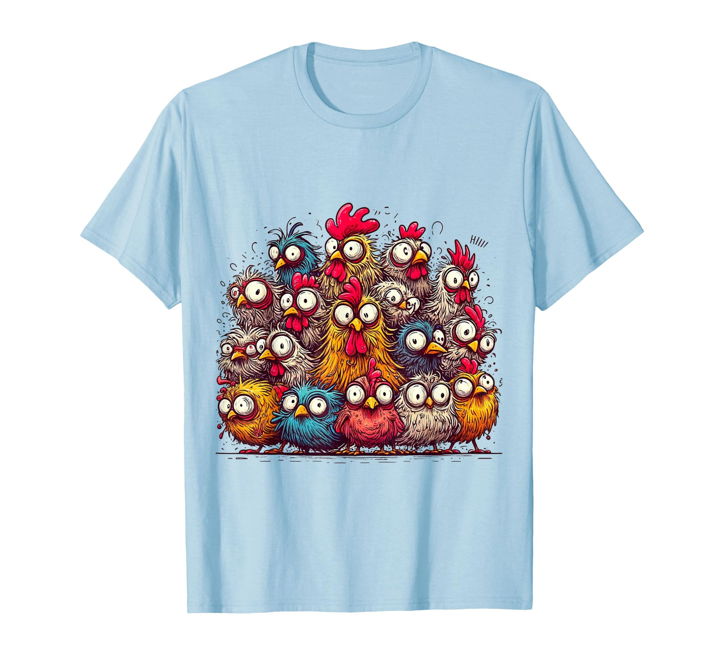 Eagerlys Colorful Funny Chicken Art, Crazy Chicken Family T-Shirt