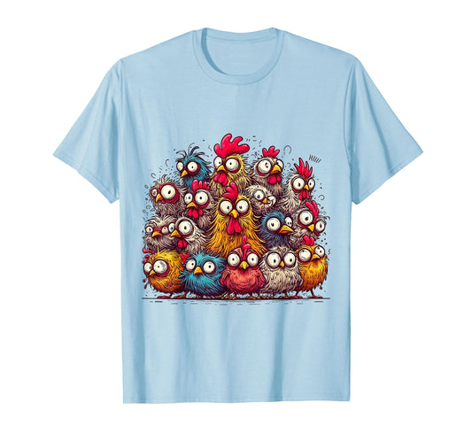Eagerlys Colorful Funny Chicken Art, Crazy Chicken Family T-Shirt