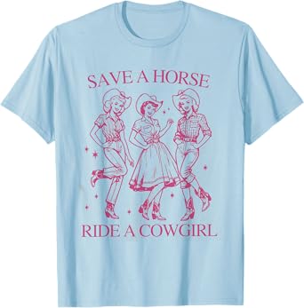 Vintage Save A Horse Ride A Cowgirl Lesbian Pride Month LGBT T-Shirt
