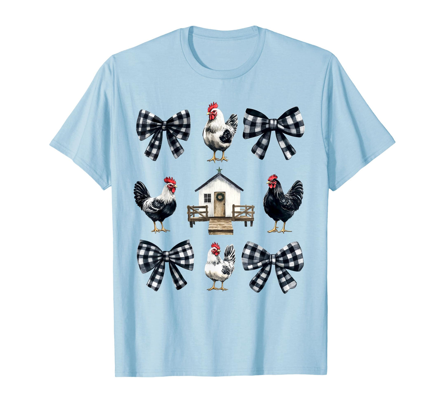 Chicken Farm Funny Aesthetic Bows Clothing Girly Womens Unisex-Kids Unisex-Adults T-Shirt Grey Small Chicken Coquette Bows Design Classic Fit