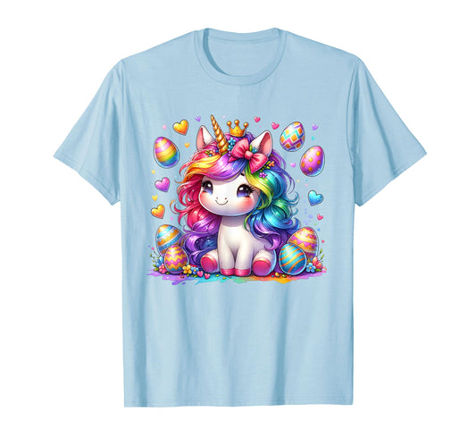 Cute Unicorn Easter Shirt Girls Kids Easter Eggs Easter T-Shirt