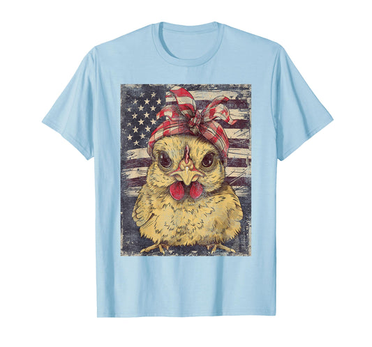 Cute Chicken USA American Flag Patriotic Americana Graphic T-Shirt