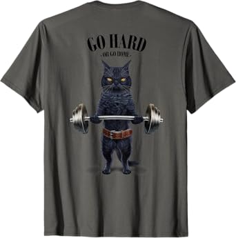 Black Cat Weightlifting in Fitness Gym Men Women Girls Kids T-Shirt