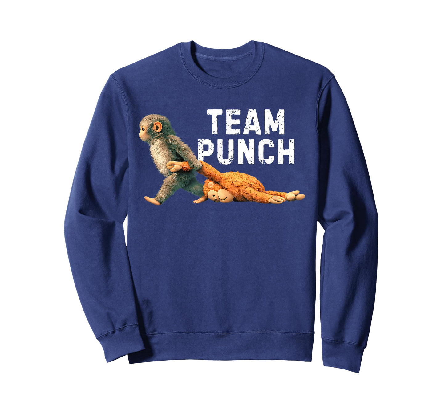 Team Punch Baby Monkey Punch Trend Meme Graphic T-Shirt - Sweatshirt | Navy