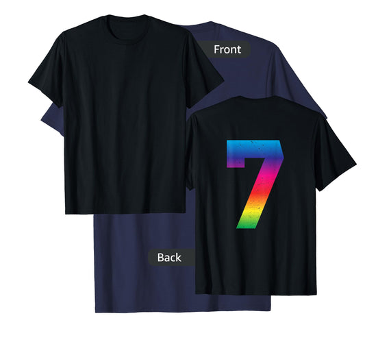 #7 Jersey Uniform Lucky Number Rainbow T-Shirt