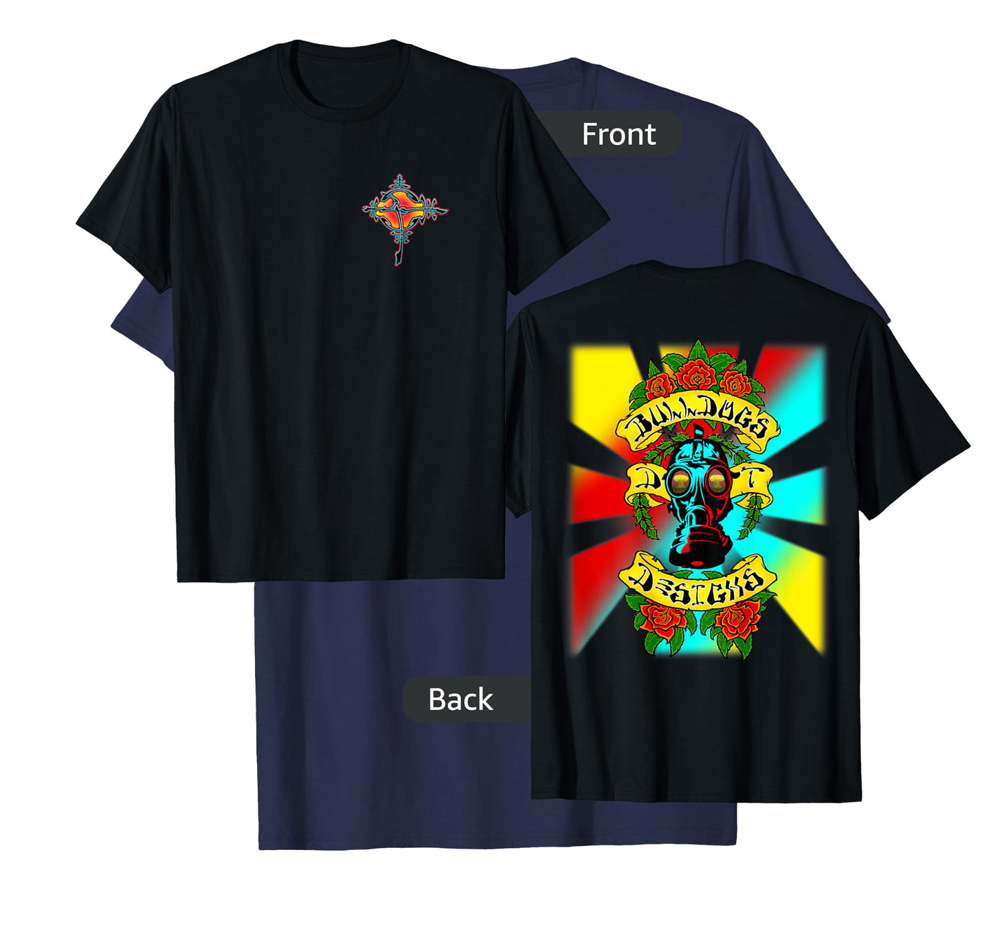 Bulldogs Designs DT Gas Head Roses Skateboard Design T-Shirt