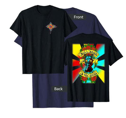 Bulldogs Designs DT Gas Head Roses Skateboard Design T-Shirt