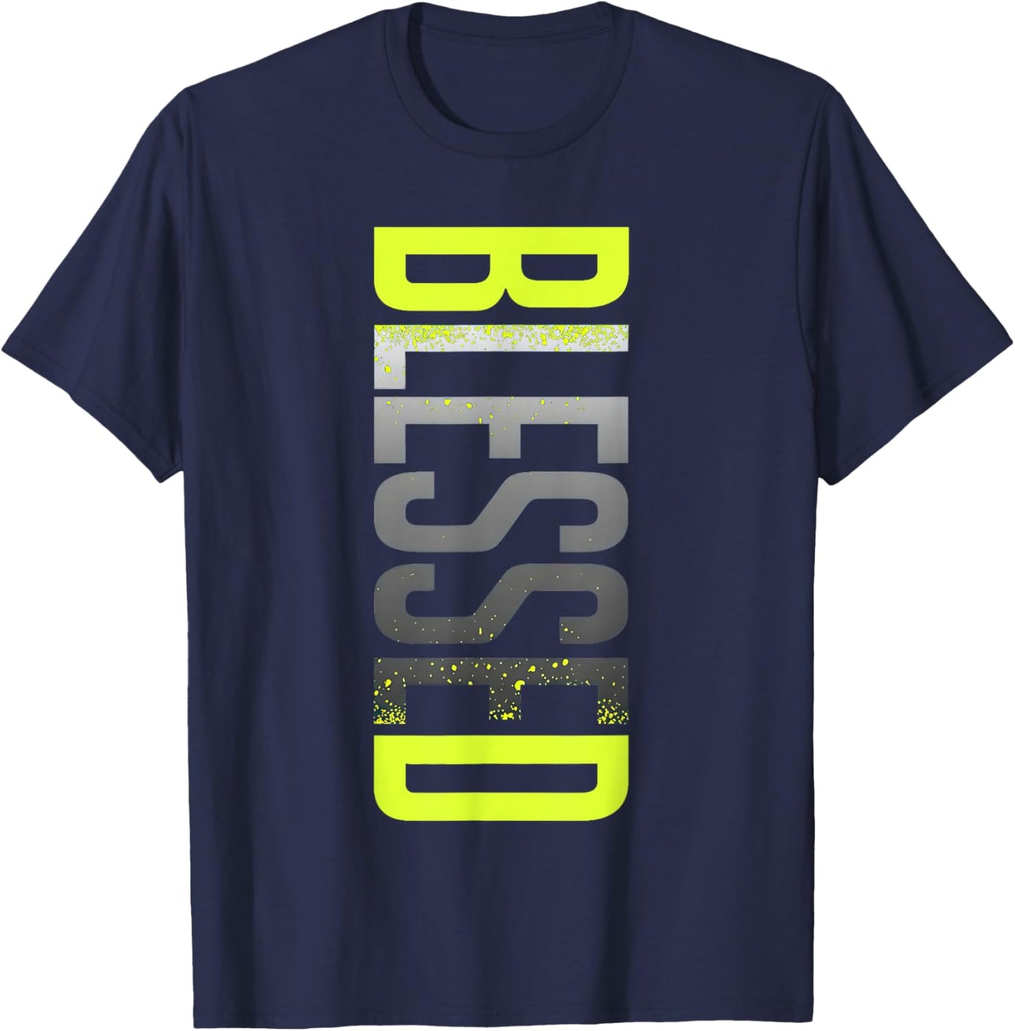 Neon Yellow Black Cool Grey Graphic Match T-Shirt T-Shirt - T-Shirt | Navy