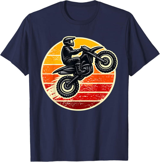 Dirt Bike Sunset Motocross Men Women Kids Girls Boys T-Shirt T-Shirt - T-Shirt | Navy