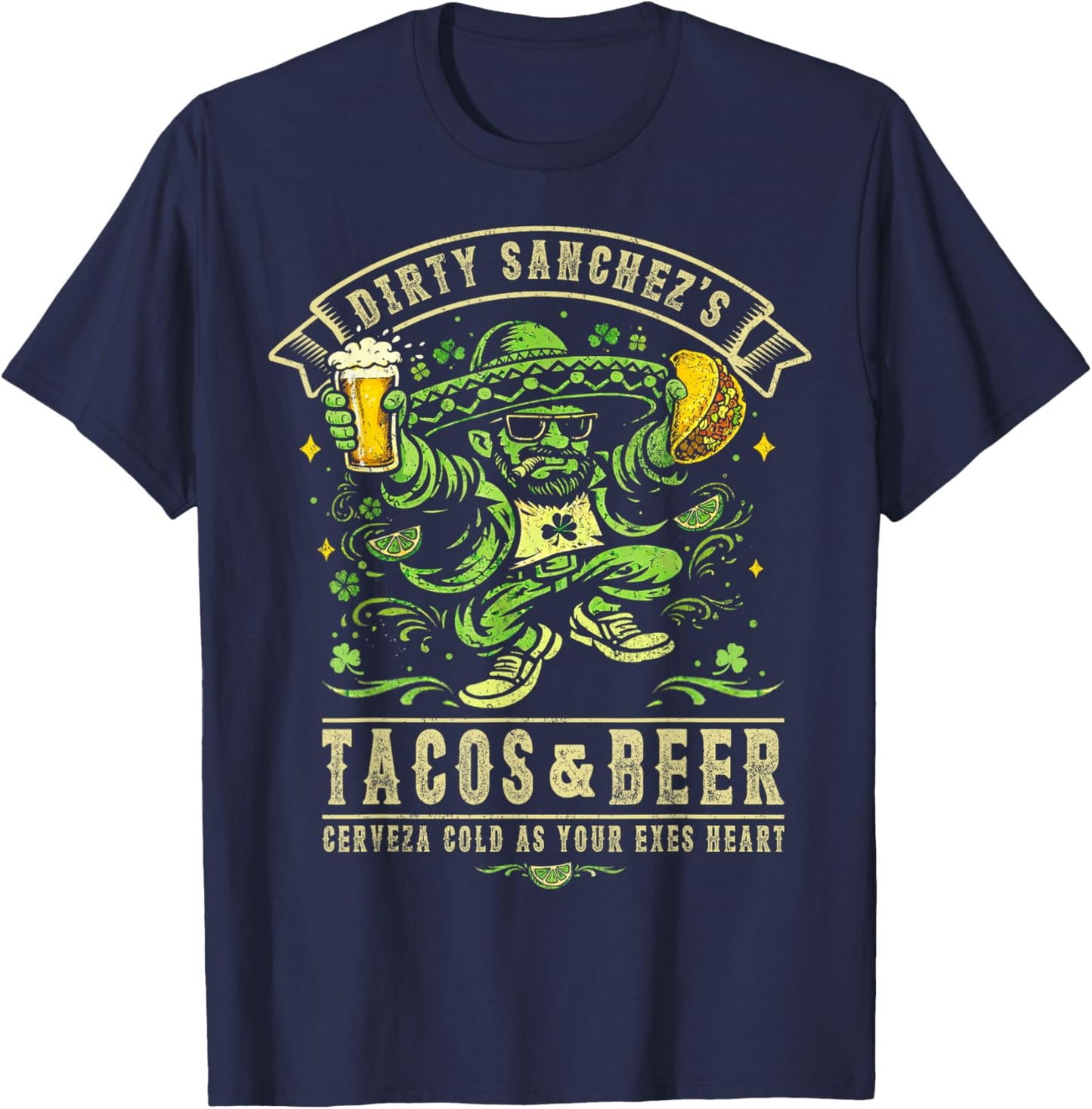 Dirty Sanchez's Tacos & Beer T-Shirt - T-Shirt | Navy
