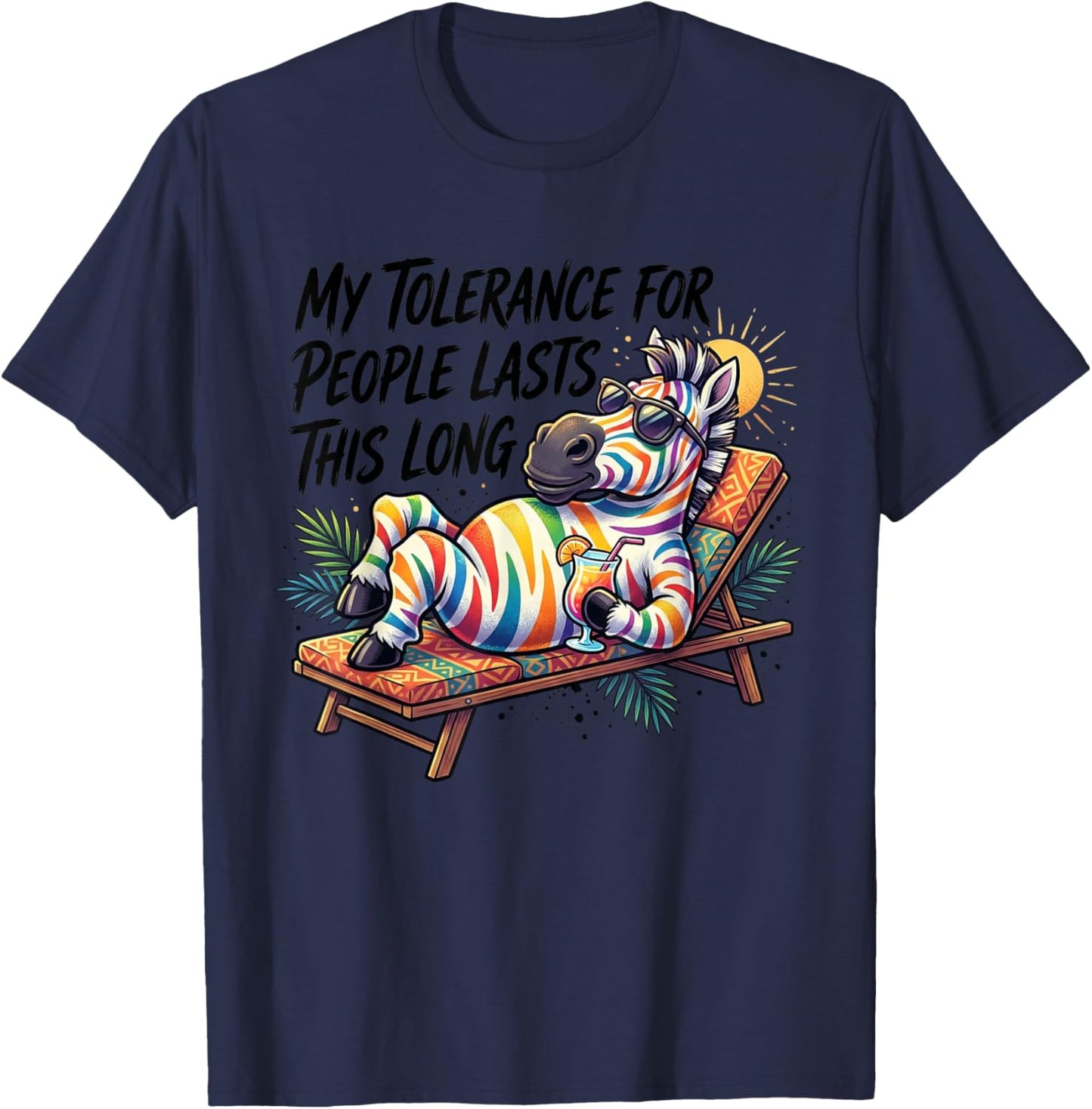 My Tolerance for People Lasts This Long Funny Horse T-Shirt - T-Shirt | Navy