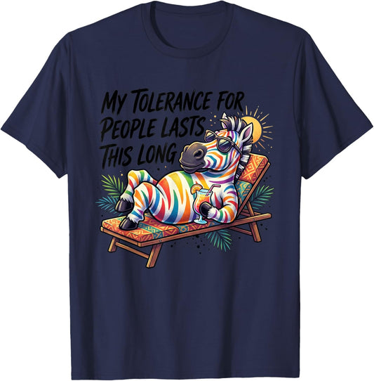 My Tolerance for People Lasts This Long Funny Horse T-Shirt - T-Shirt | Navy