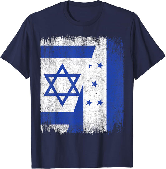 Half Israel Honduras Split Flag Israelis Pride Roots T-Shirt - T-Shirt | Navy