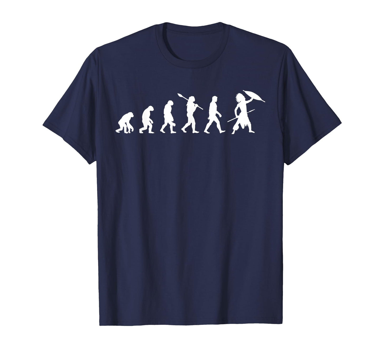 Native American with Spear and Shield - Evolution of Man T-Shirt