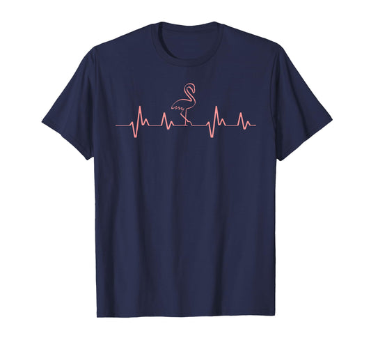 Love Flamingo Heartbeat Bird Pulse Cute Birding Hobby Gifts T-Shirt