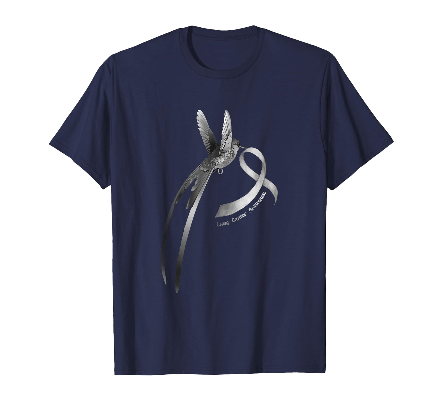 Bird White Ribbon Lung Cancer Awareness T-Shirt