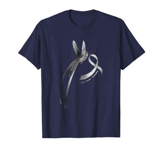 Bird White Ribbon Lung Cancer Awareness T-Shirt