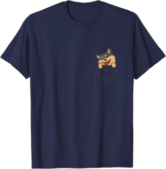 Pocket Black And Tan Shiba Inu Cute Dog Lover Pet Owner Gift T-Shirt