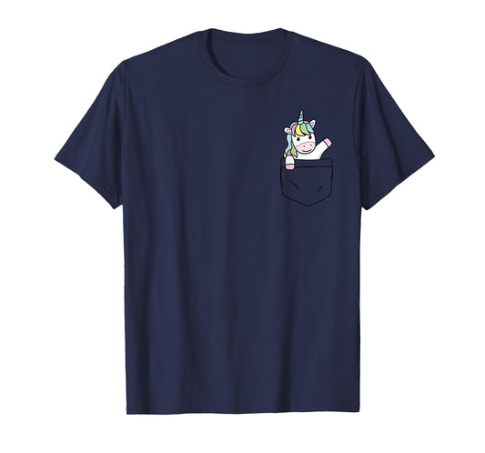 Unicorn Cute Pocket Tee Graphic T-Shirt