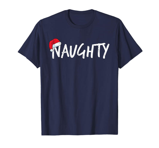 Team Naughty Nice Funny Matching Christmas Couples Costume T-Shirt