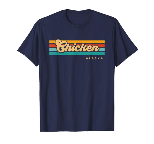 Vintage Sunset Stripes Chicken, Alaska T-Shirt
