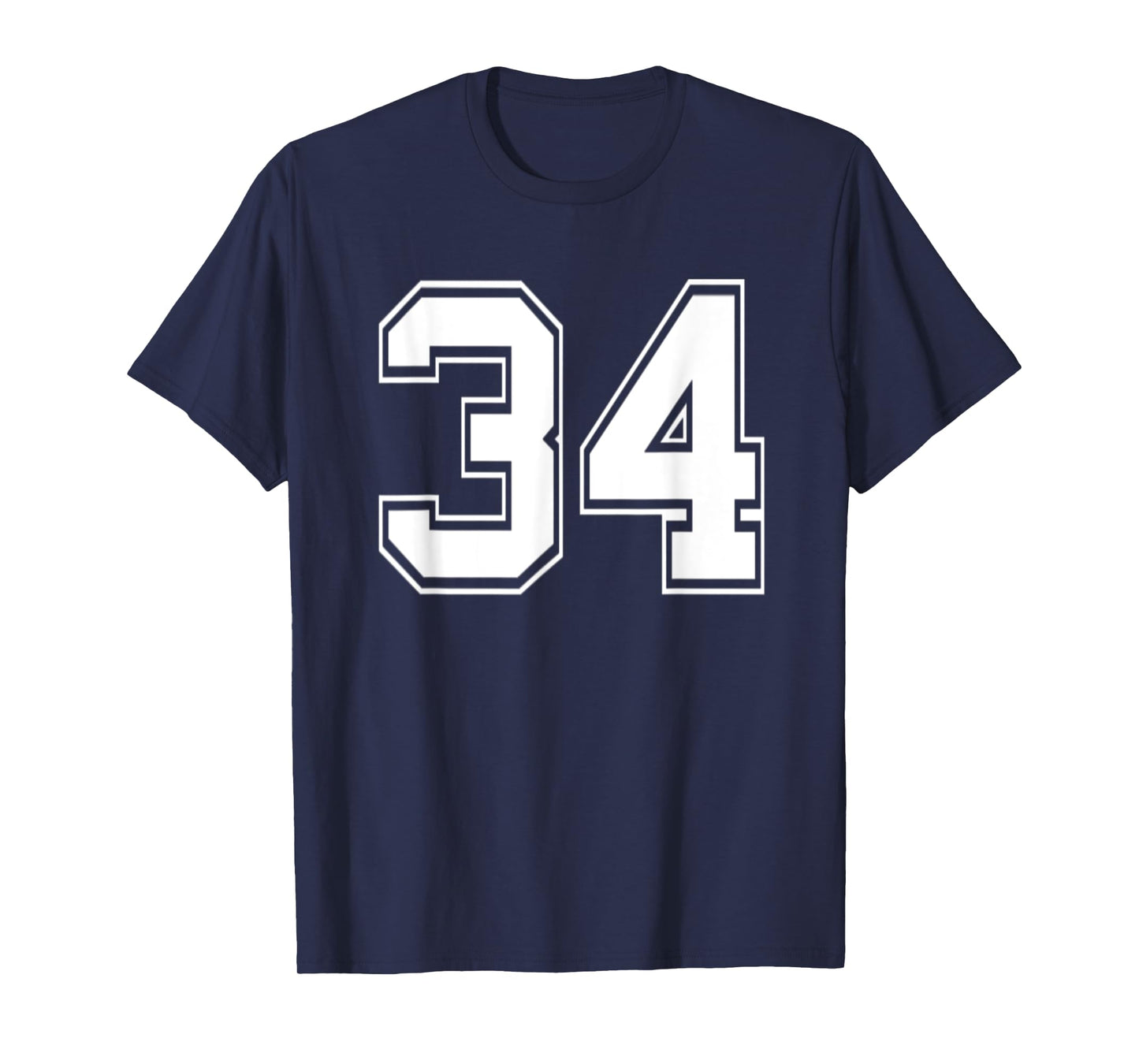 Number 34 TShirt Baseball Football Soccer Birthday T-Shirt