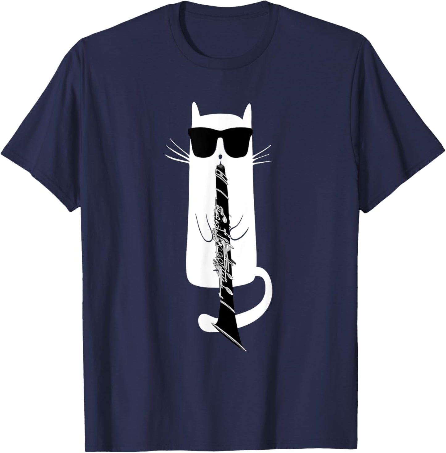 Funny Cat Wearing Sunglasses Playing Clarinet T-Shirt T-Shirt