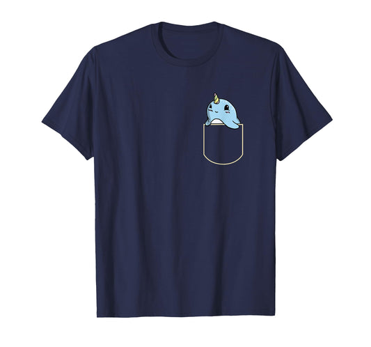 Funny Narwhal Chest Bag Gift Unicorn Whale Pocket T-Shirt