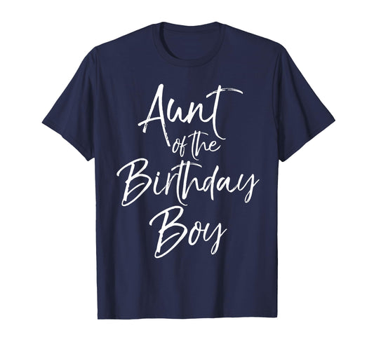 Aunt of the Birthday Boy Shirt for Women Auntie Party Tee T-Shirt