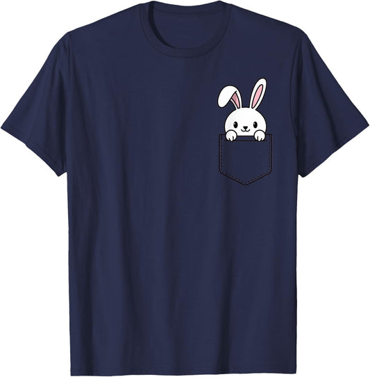 Boys Girls Toddler Cute Zoo Animal Rabbit Bunny Pocket Kids T-Shirt