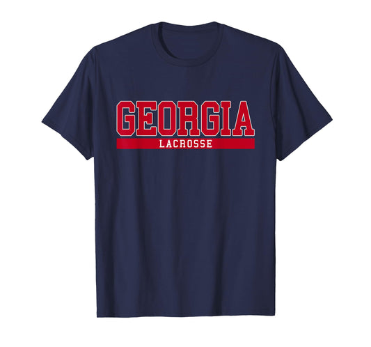 Georgia Lacrosse T-Shirt - Black, Unisex-Adults, Small, Short Sleeve, Classic Fit, Crew Neck, Sports