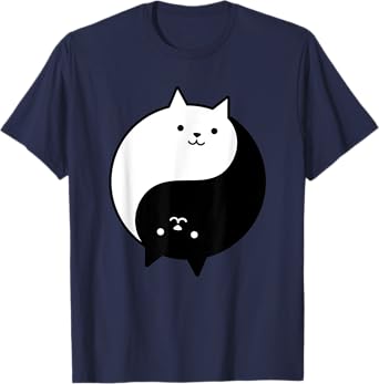 Cute Cats Yin Yang Yoga Zen Kitty Black and White Cat T-Shirt for Men Women Girls Kids
