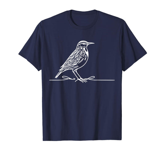 Line Art Bird & Ornithologist Eastern Meadowlark T-Shirt