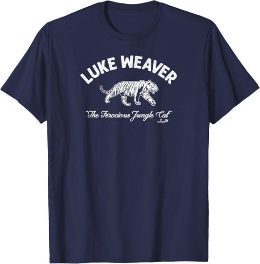 BreakingT Luke Weaver Ferocious Jungle Cat New York Baseball T-Shirt - Blue, Unisex-Adults, Short Sleeve, T-Shirt, Small