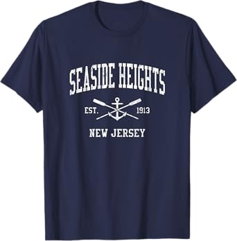 Seaside Heights NJ Vintage Crossed Oars & Boat Anchor Sports T-Shirt