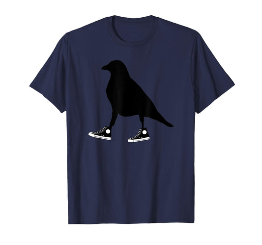 Funny Crow In Tennis Shoes Ornithology Novelty Bird Design T-Shirt