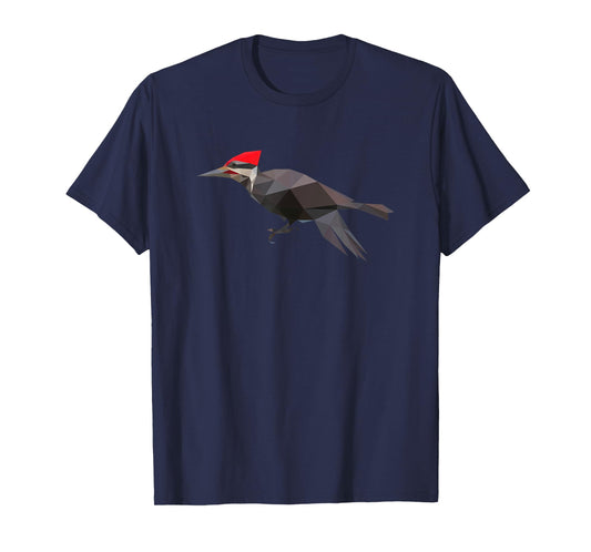 Geometric Woodpecker Bird Shirt Birdwatching Bird Lover T-Shirt