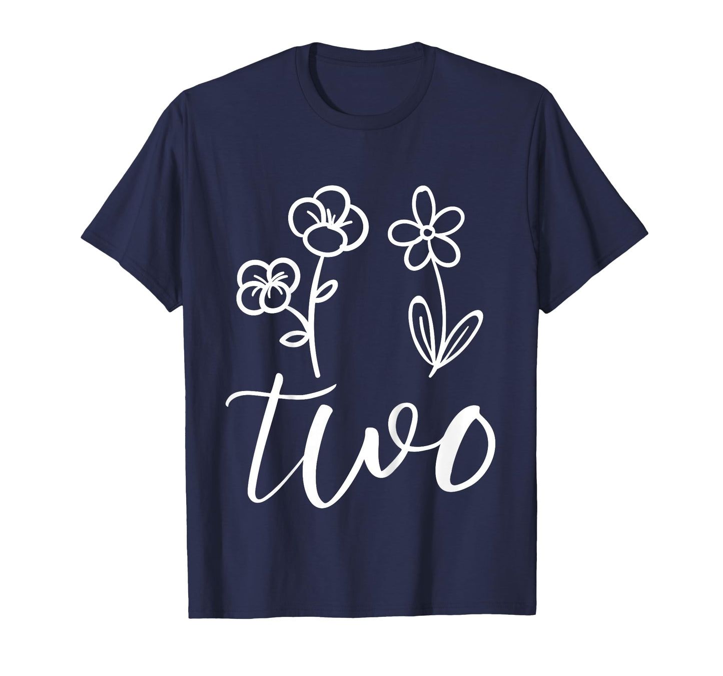 Floral Two 2 Year Old 2nd Birthday Gift Second Girl Toddler T-Shirt