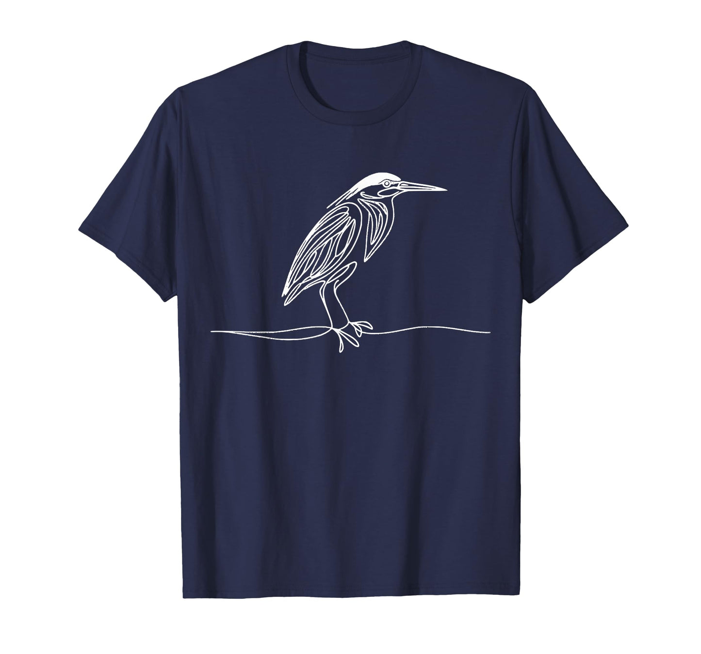 Line Art Bird Ornithologist Green Heron T-Shirt