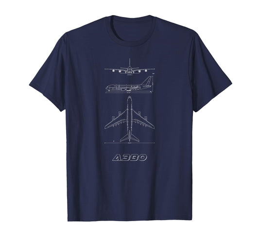 A 380 Passenger jet 3 views drawing T-Shirt
