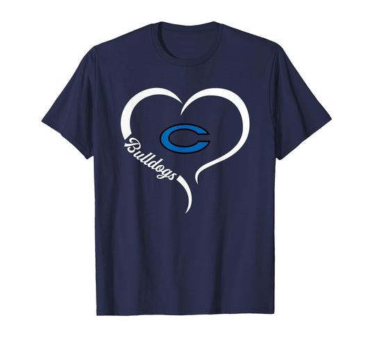 Crockett Bulldogs Logo Half Heart Slogan HS T-Shirt
