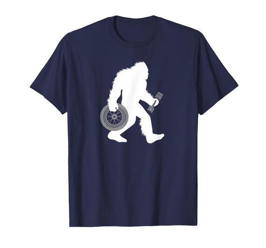 Bigfoot Car Mechanic Sasquatch Tire Technician Cryptid T-Shirt
