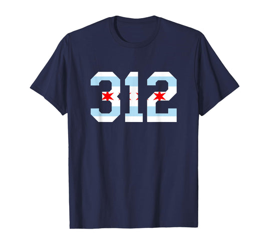 312 Chicago Flag Area Code City Pride T-Shirt