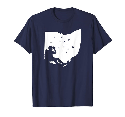 Map Ohio Bird Watching Design Birding Binoculars Birdwatcher T-Shirt