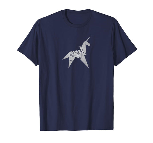 Unrealindeed Unisex-Adults Origami Unicorn Sci-Fi Nostalgia T-Shirt, Black, Small, Short Sleeve