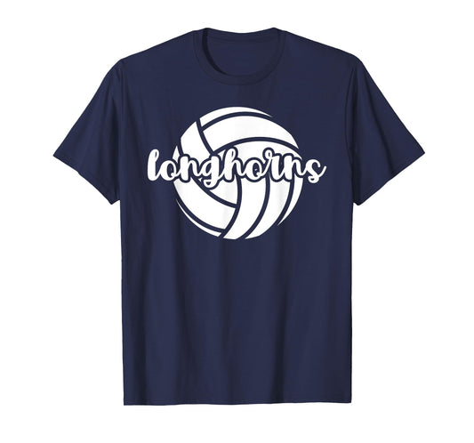 Longhorns Volleyball Team Mascot School Spirit Game Night T-Shirt