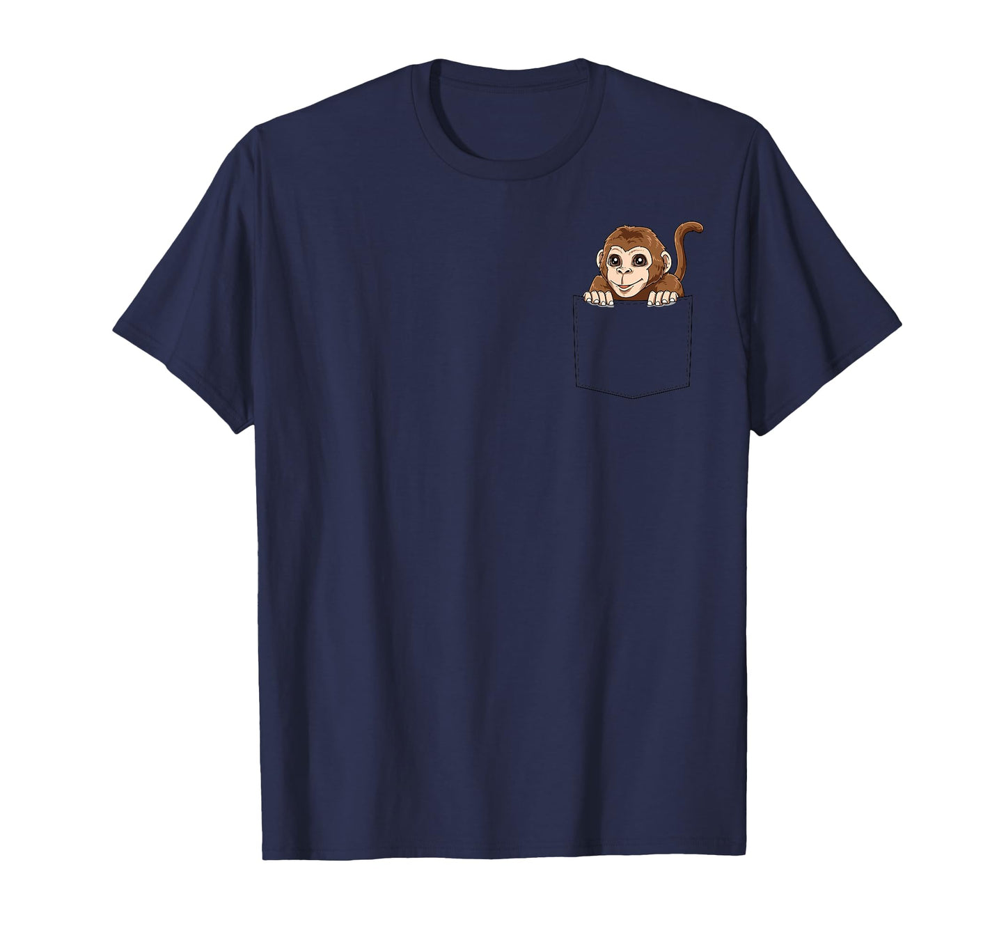 Monkey Peeking Out Of Pocket Funny Monkey Inside Pocket T-Shirt