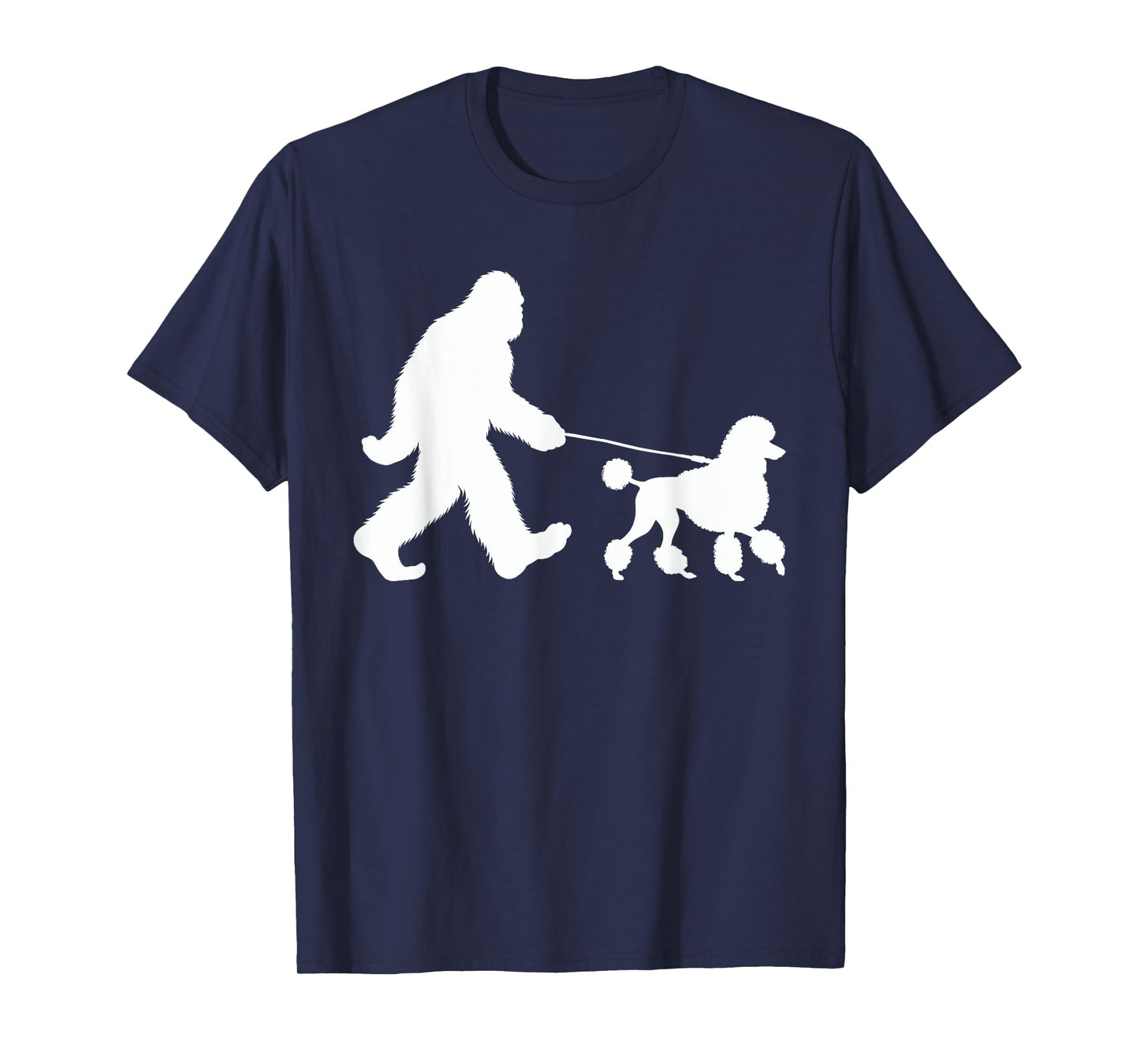 Bigfoot Walking a Dog Funny Standard Poodle Lovers Dog Dad T-Shirt