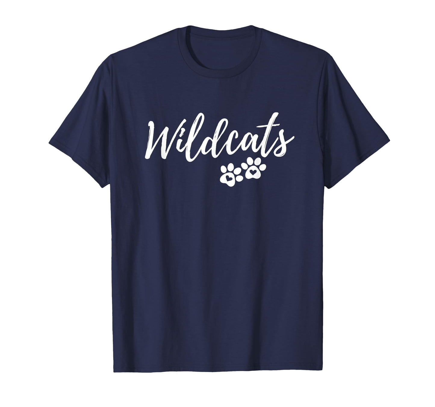 Wildcats - Fancy Script with Heart Paws T-Shirt