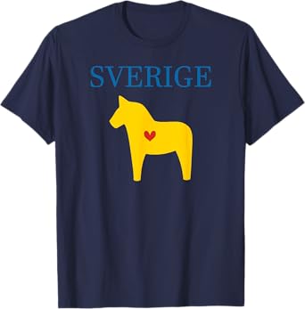 Swedish Dala Horse T-shirt Midsommar Heart Sverige T Shirt T-Shirt